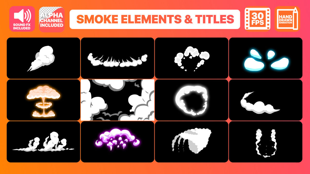 2DFX烟雾元素和标题16图库精选AE模板