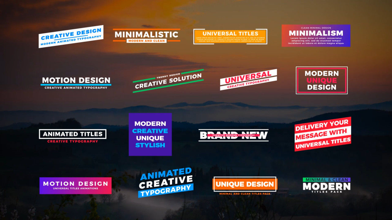 16个彩色的全屏标题动画16设计素材网精选AE模板