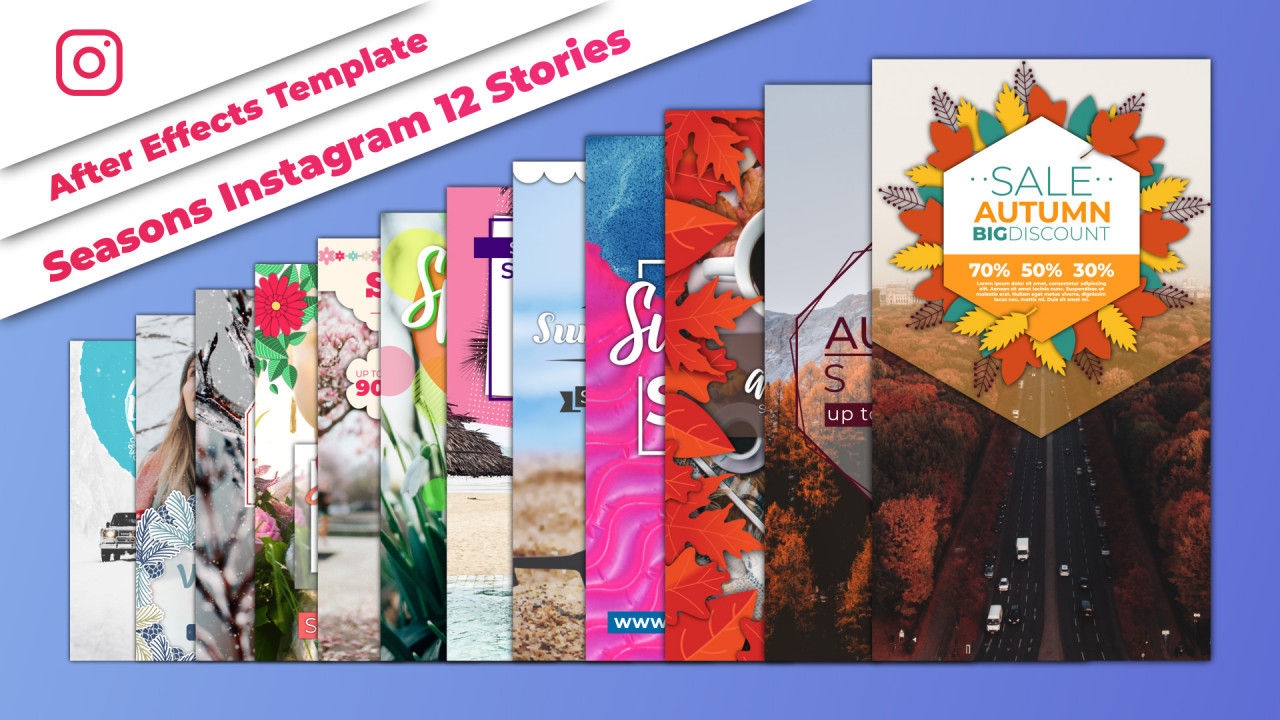 12个时尚设计的Instagram故事普贤居精选AE模板
