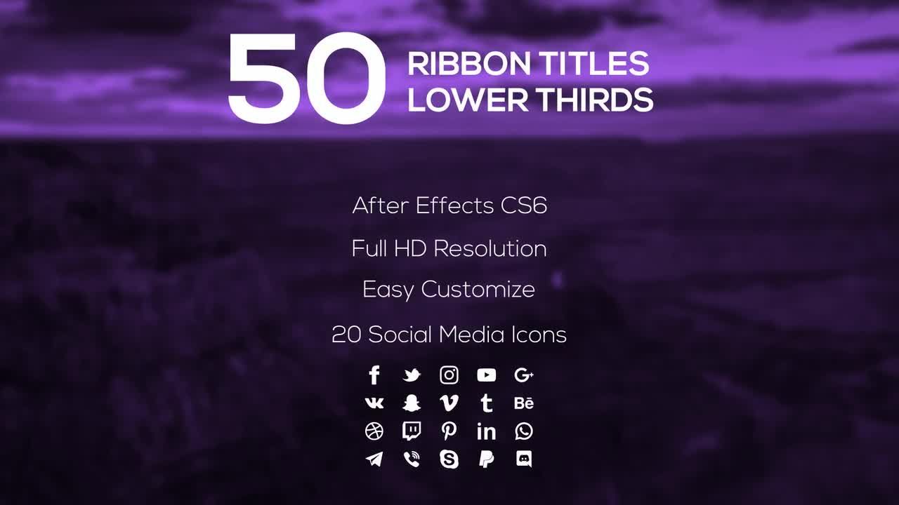 50个丝绸带状标题字幕条全屏动画16设计素材网精选AE模板