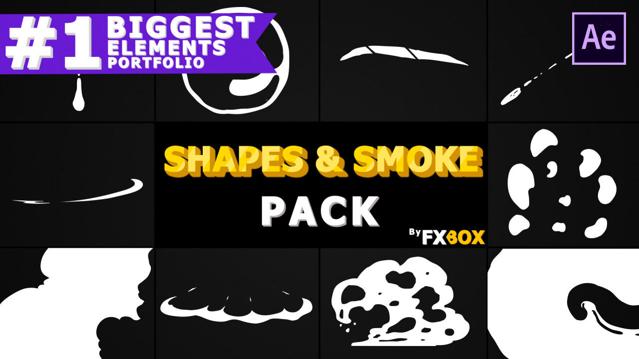 2D Shapes和Smoke烟雾和形状层元素动画16素材精选AE模板
