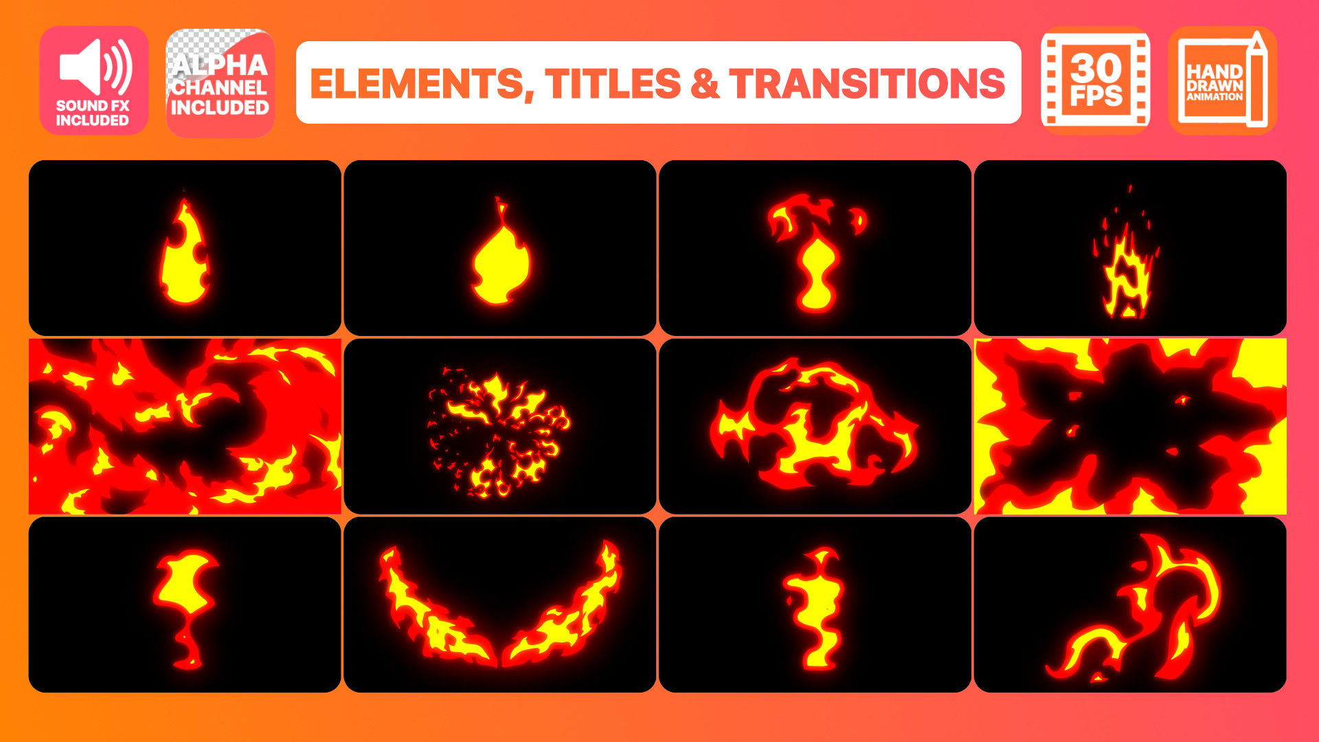 火元素的标题和过渡动画亿图网易图库精选AE模板