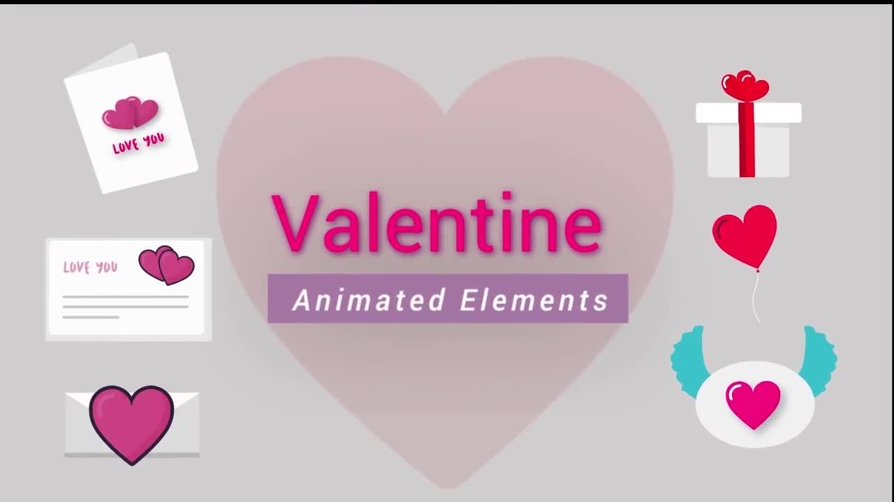 浪漫粉色心形动画元素素材中国精选AE模板