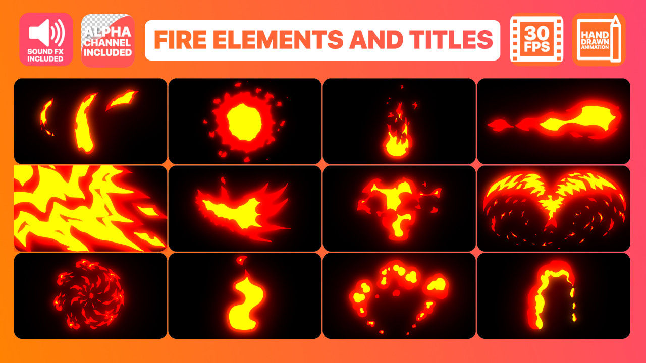 30种火焰元素标题素材天下精选AE模板
