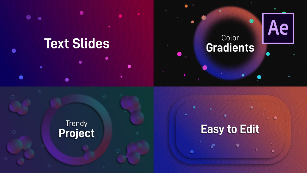 6个色彩鲜艳的文本幻灯片设计亿图网易图库精选AE模板