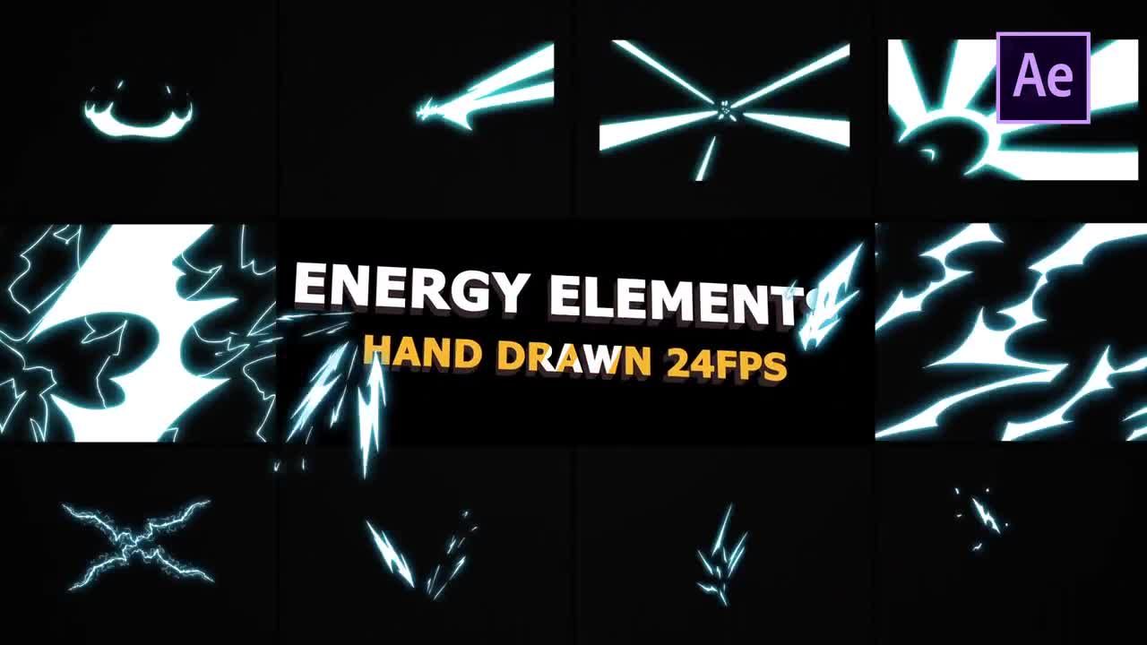 创造性动画手绘能量元素16素材精选AE模板