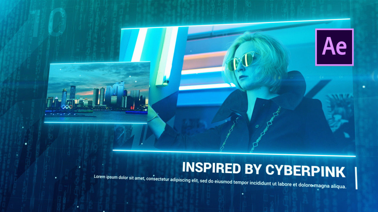 未来主义Cyber​​科幻幻灯片动画普贤居精选AE模板