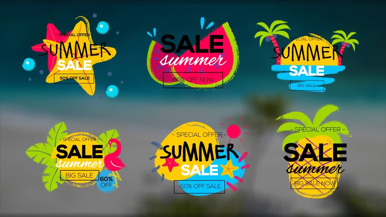 6个夏季大减价标题动画普贤居精选AE模板