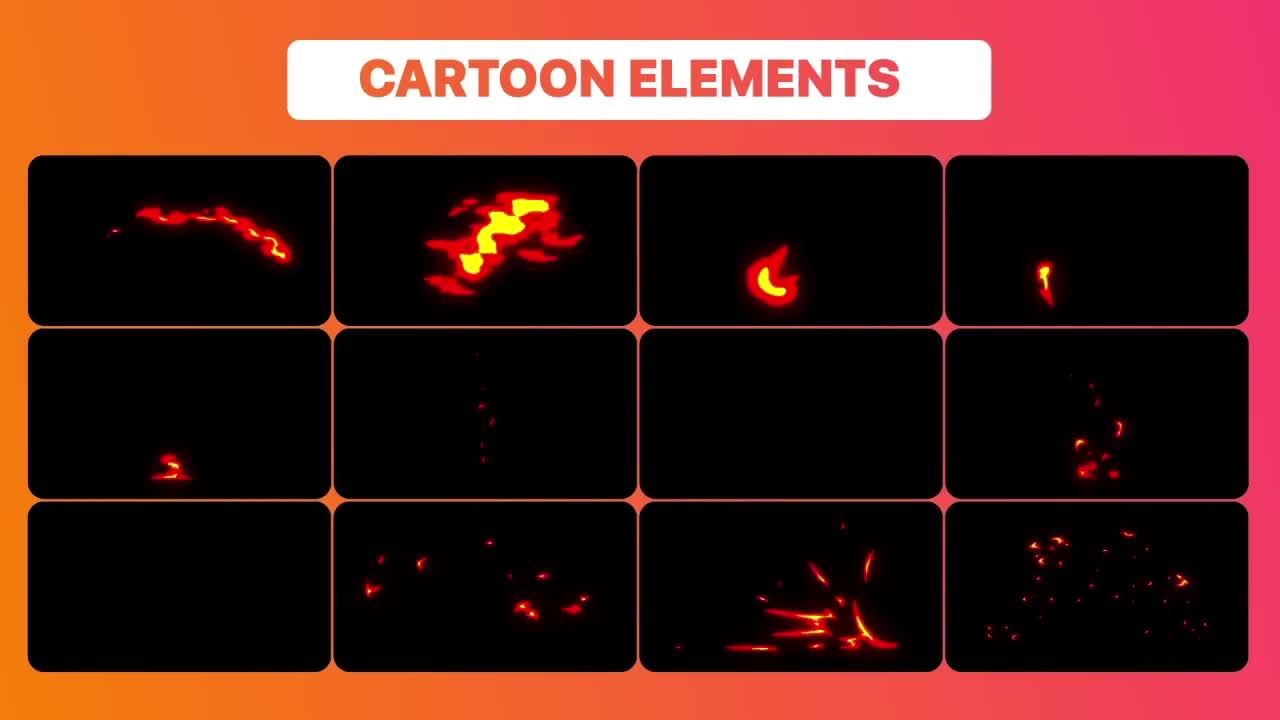 12个手绘和动态动画卡通火元素素材中国精选AE模板
