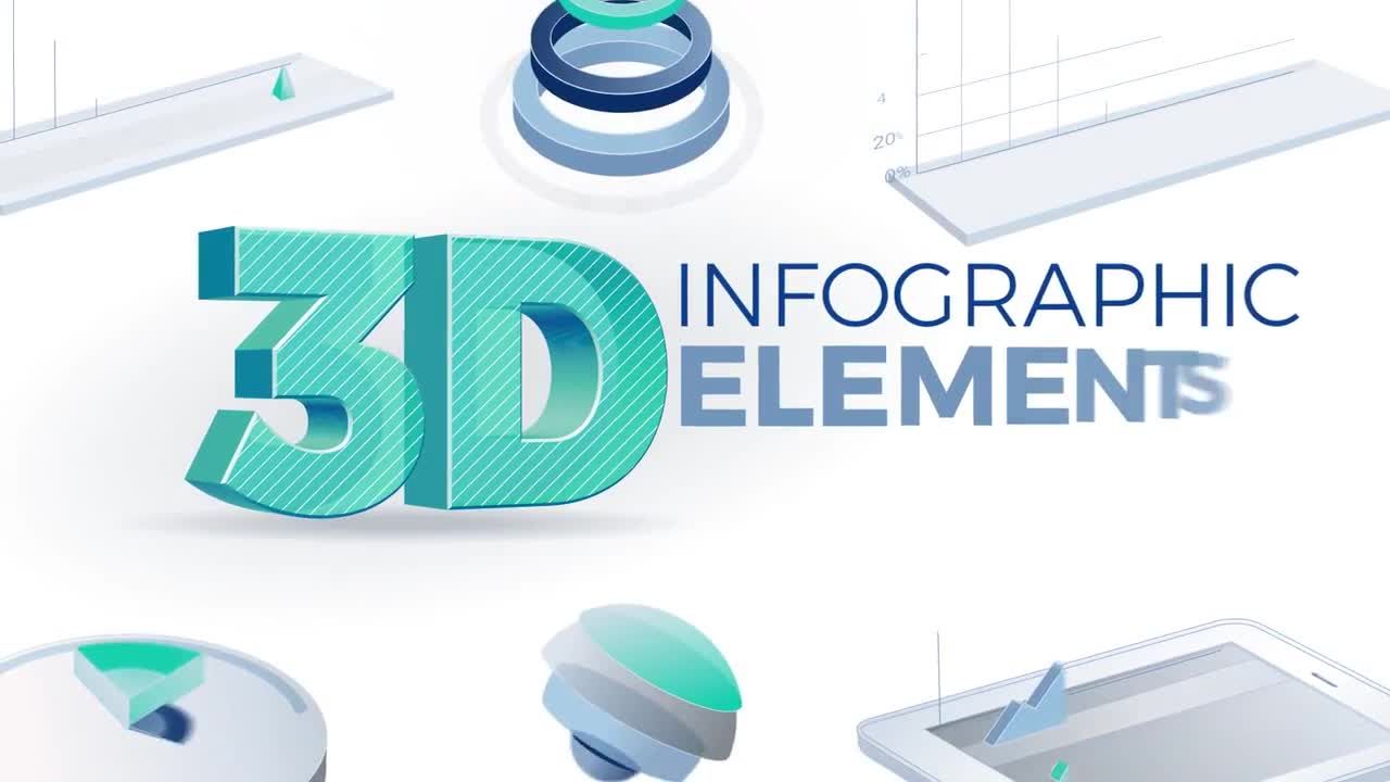 25个设计独特且优雅的蓝色和绿色图表元素16设计素材网精选AE模板集合