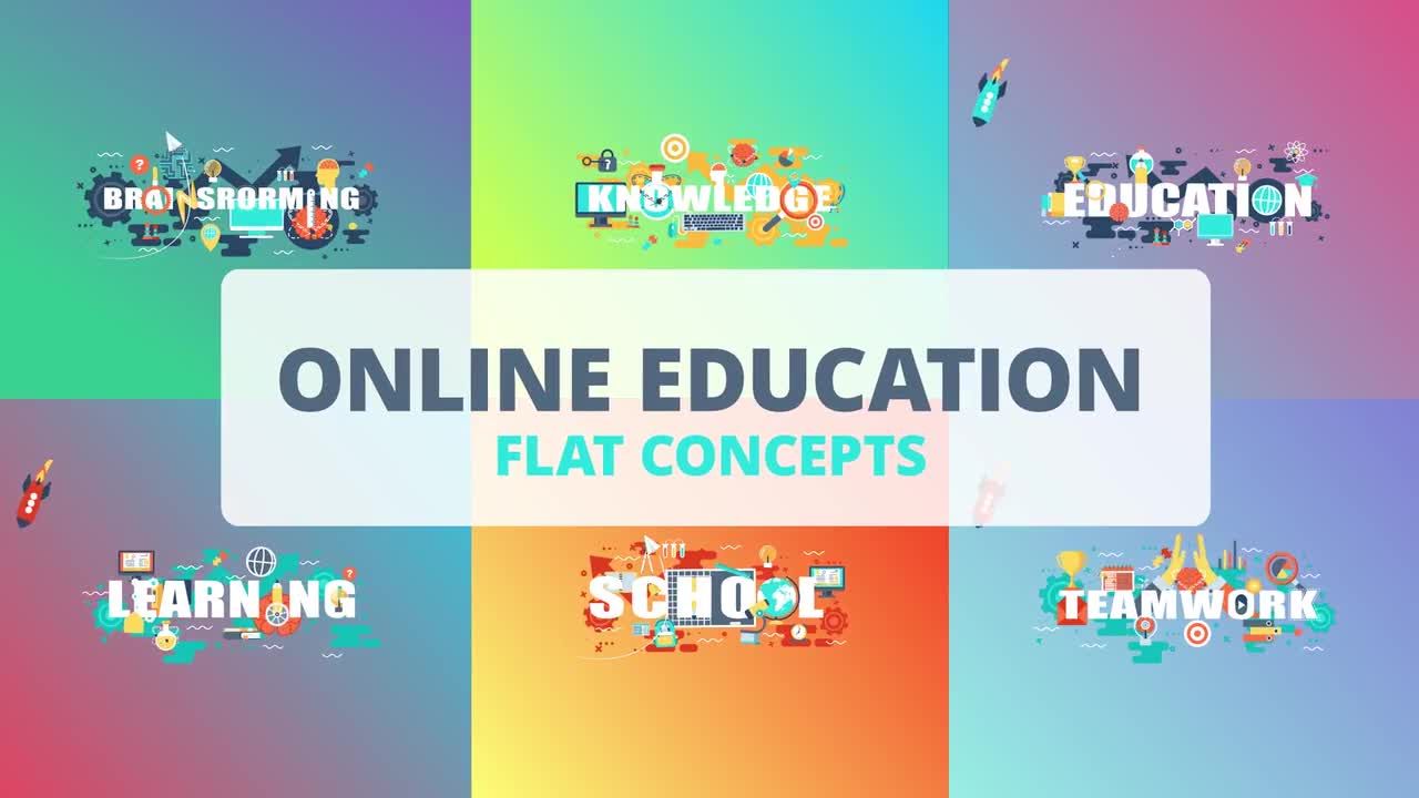 6种在线教育-平面概念动画素材天下精选AE模板