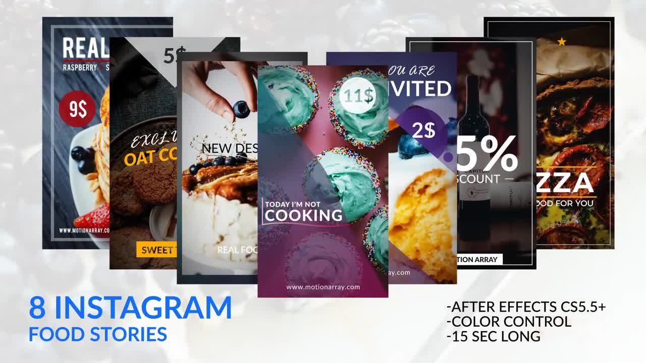 8种Instagram美食故事亿图网易图库精选AE模板