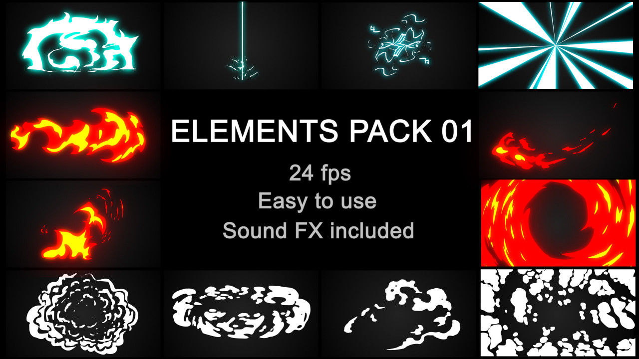 有趣创意的烟雾火焰和能量动画元素16图库精选AE模板