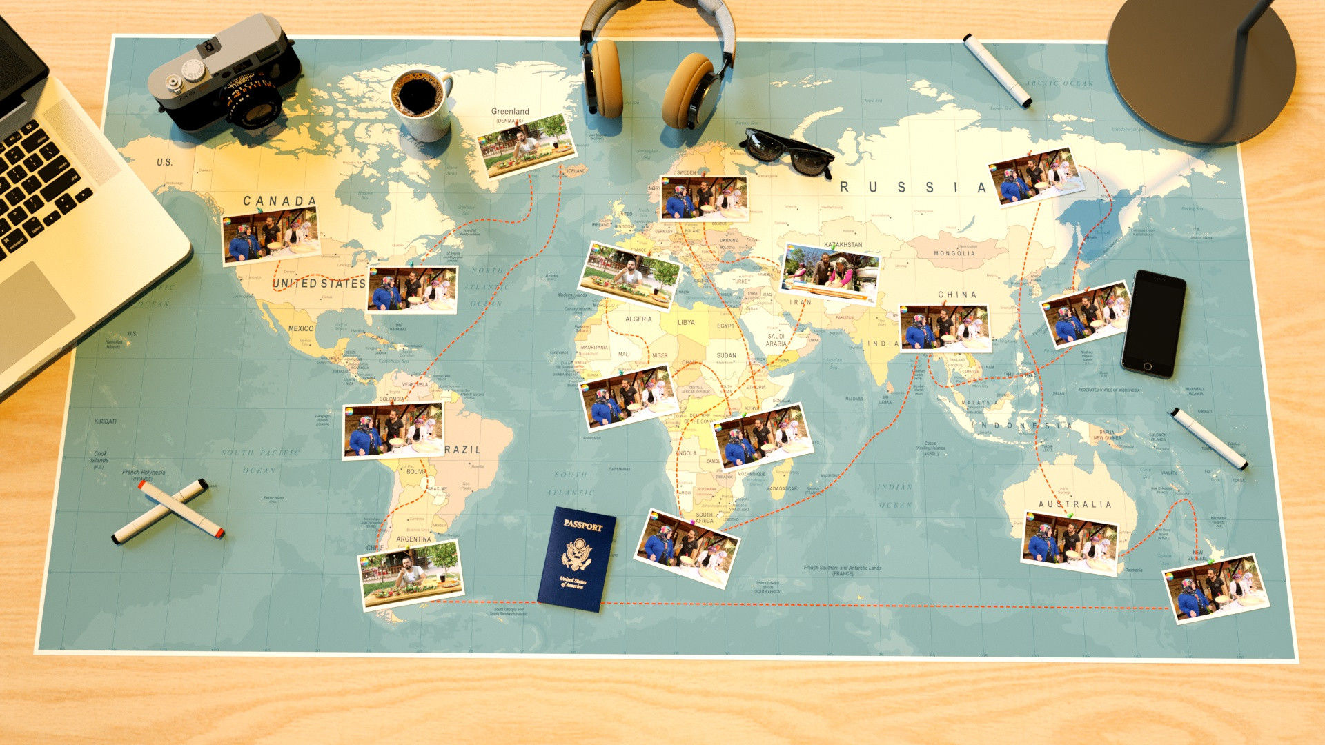 Travel Map Slideshow16个平滑动态的旅行照片展示亿图网易图库精选AE模板