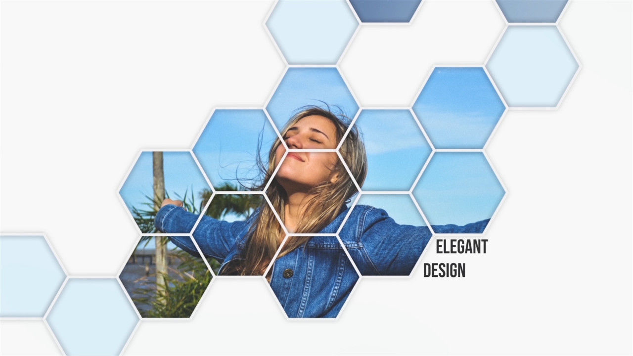 时尚的六角形幻灯片促销16设计素材网精选AE模板