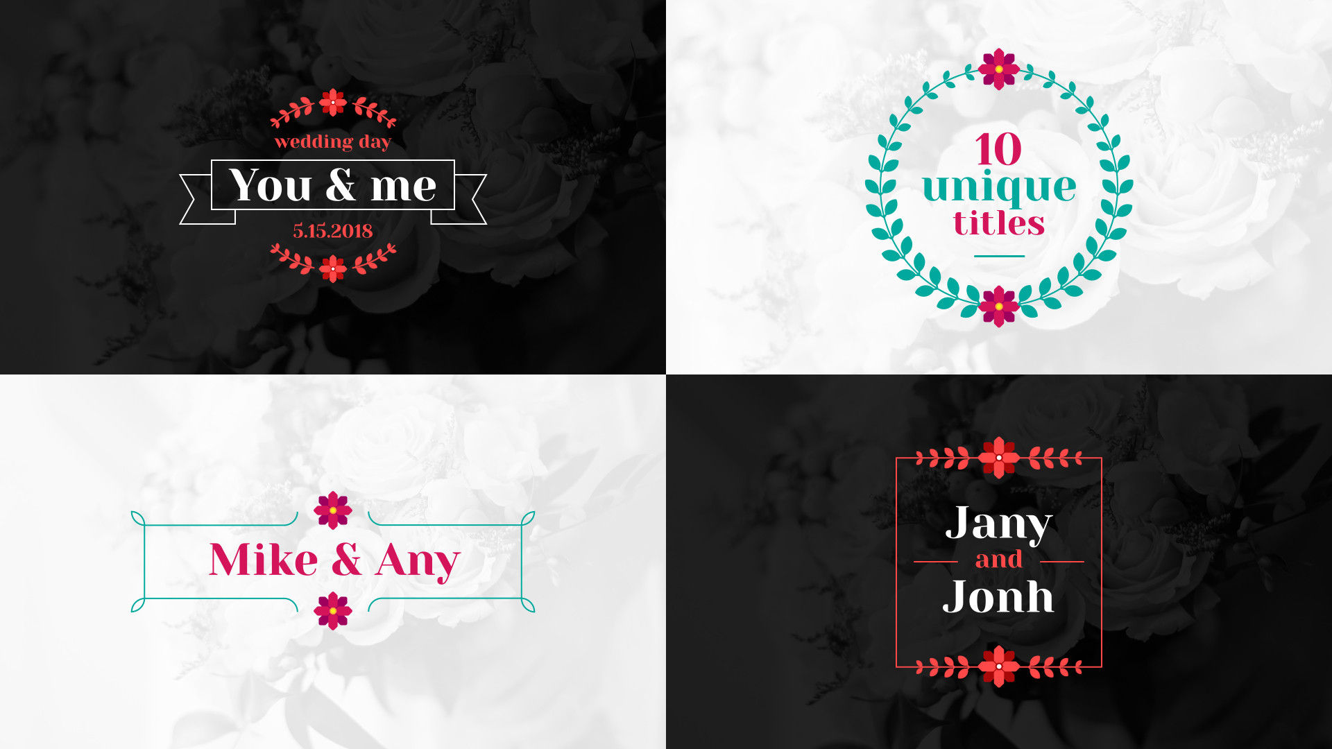 10个设计独特且动画优雅的花卉婚礼标题亿图网易图库精选AE模板