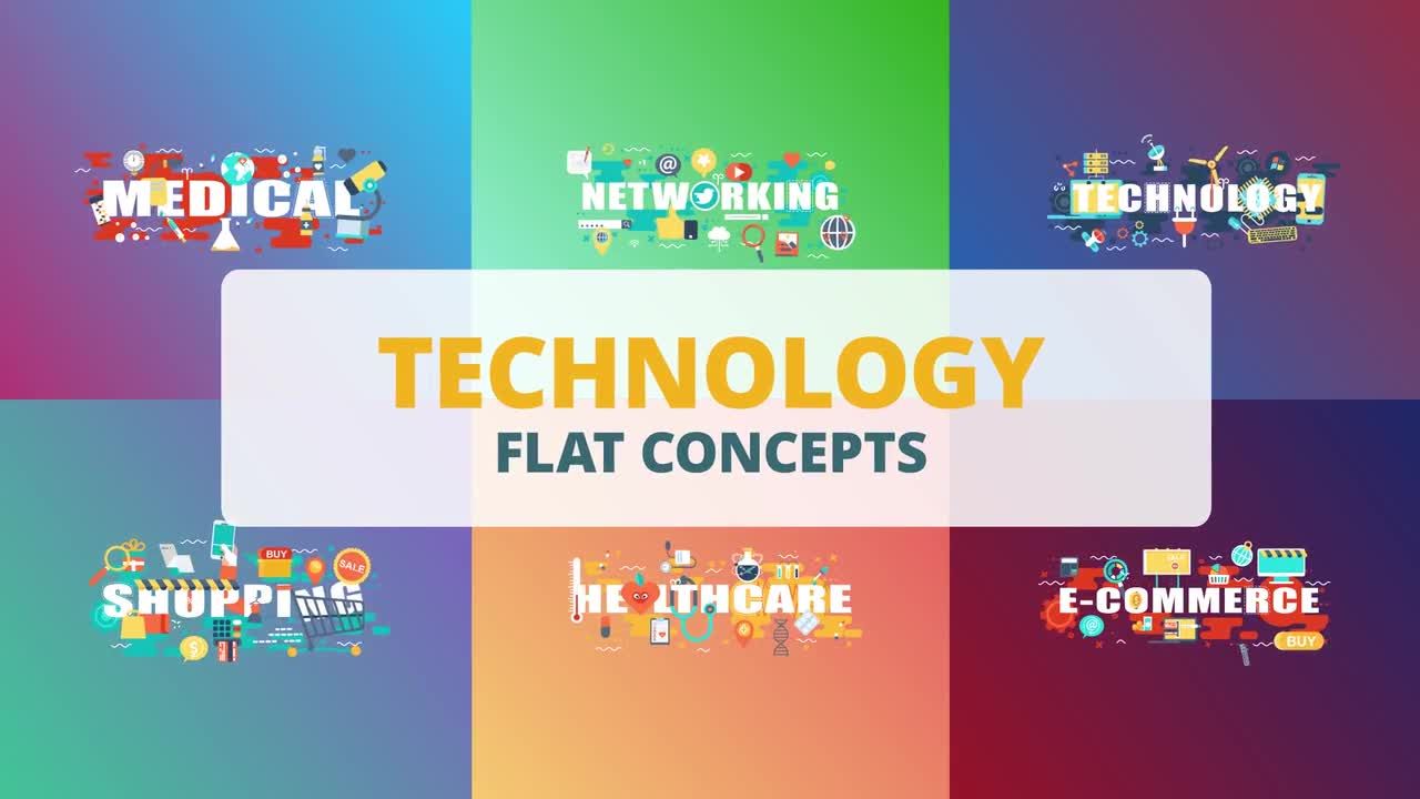 6个技术平面概念动画素材天下精选AE模板