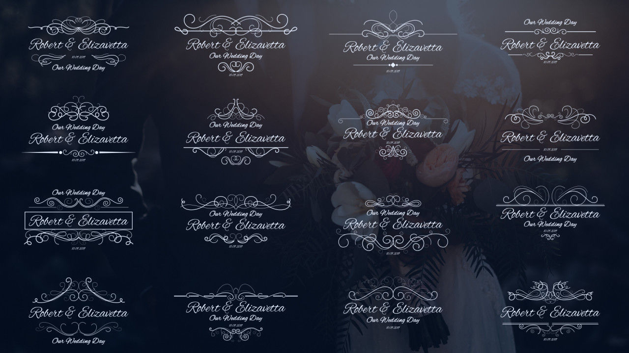 16个时尚的婚礼书法标题16图库精选AE模板