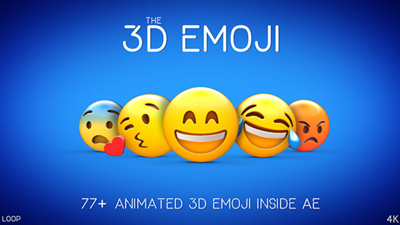 乐趣时尚创意的3D表情符号包16设计素材网精选AE模板