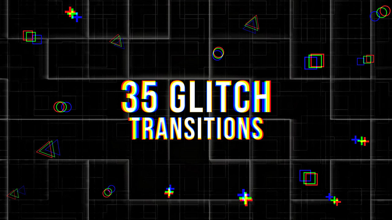 独特的Glitch转换动画16图库精选AE模板