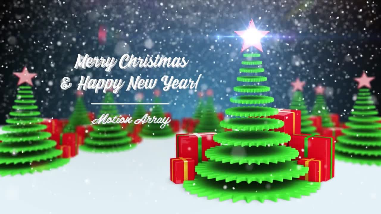华丽时尚乐趣的圣诞快乐和新年快乐动画视频普贤居精选AE模板