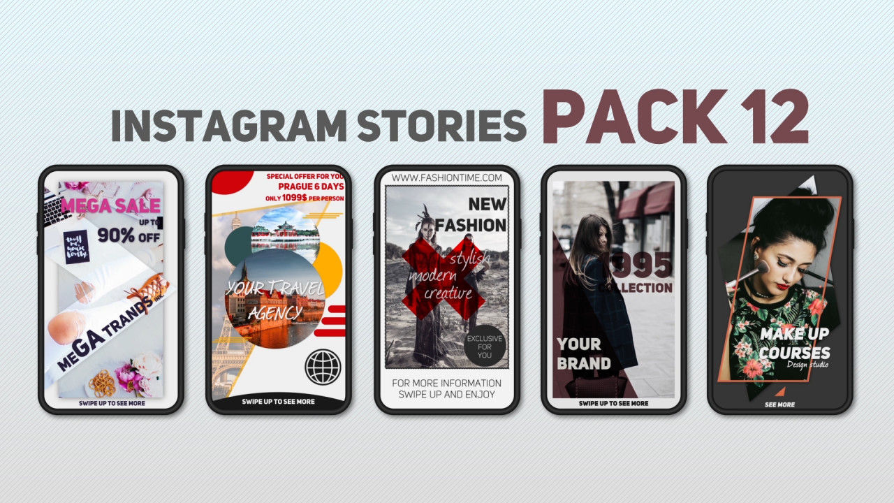 5个Instagram故事动态动画16素材精选AE模板