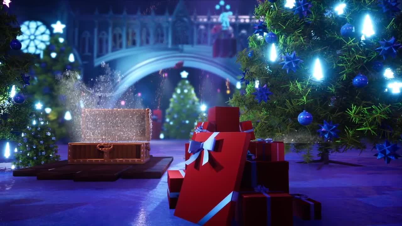 大门上的圣诞节3D动画素材天下精选AE模板