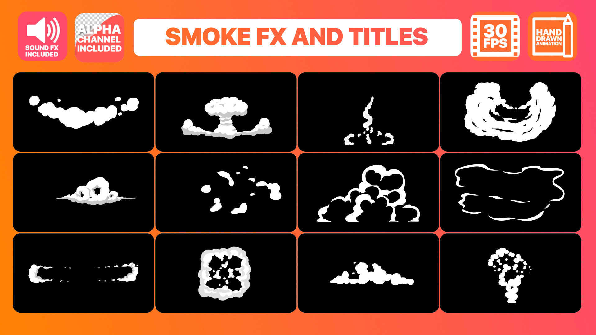 手工绘制烟雾效果和标题16图库精选AE模板