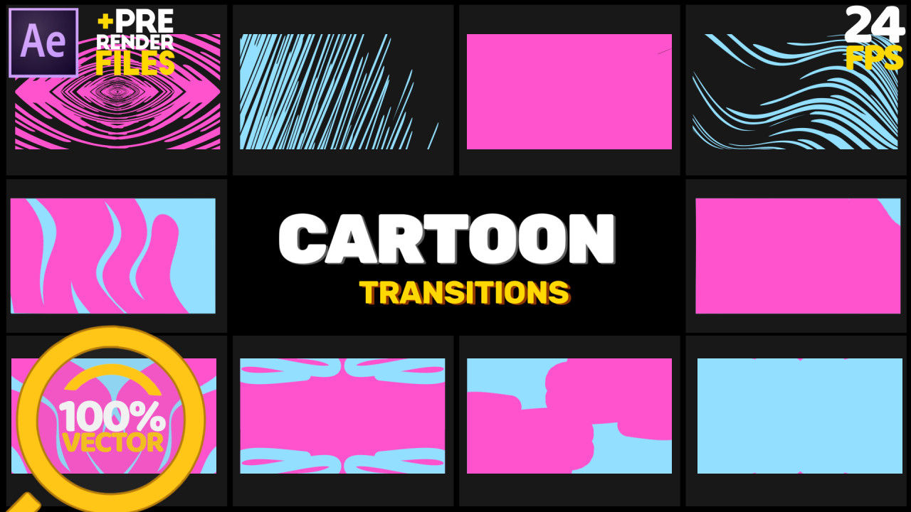 10组卡通手绘动画视频特效16图库精选AE模板