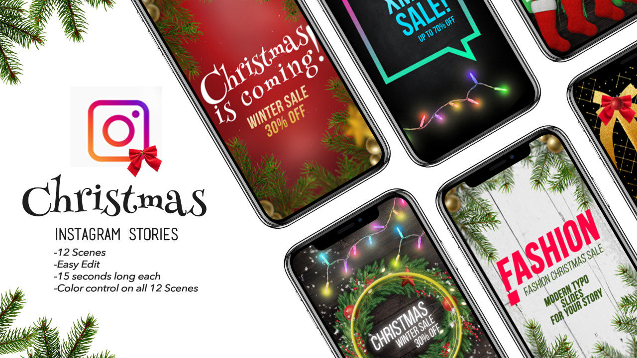 圣诞节Instagram故事16设计素材网精选AE模板