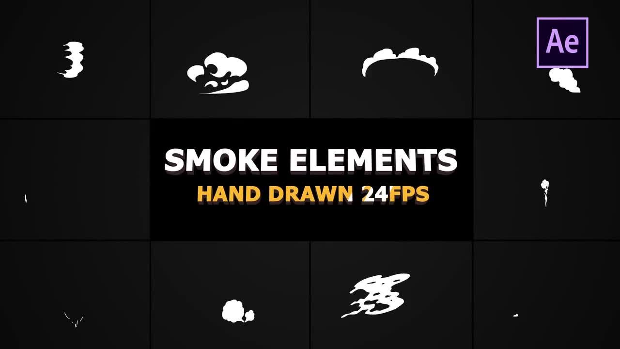 10个动态设​​计和有创意的动画2D手绘烟雾元素16设计素材网精选AE模板