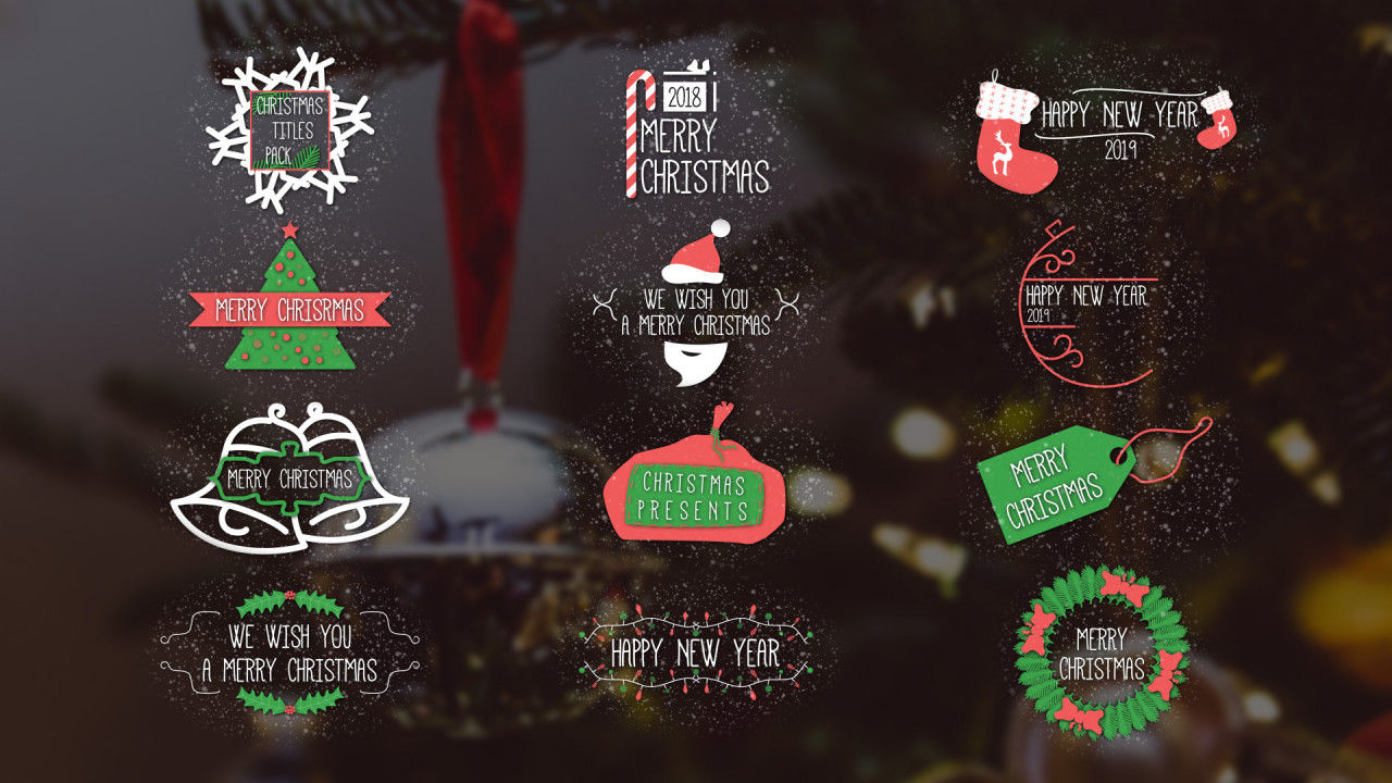 12个充满乐趣的圣诞节标题亿图网易图库精选AE模板