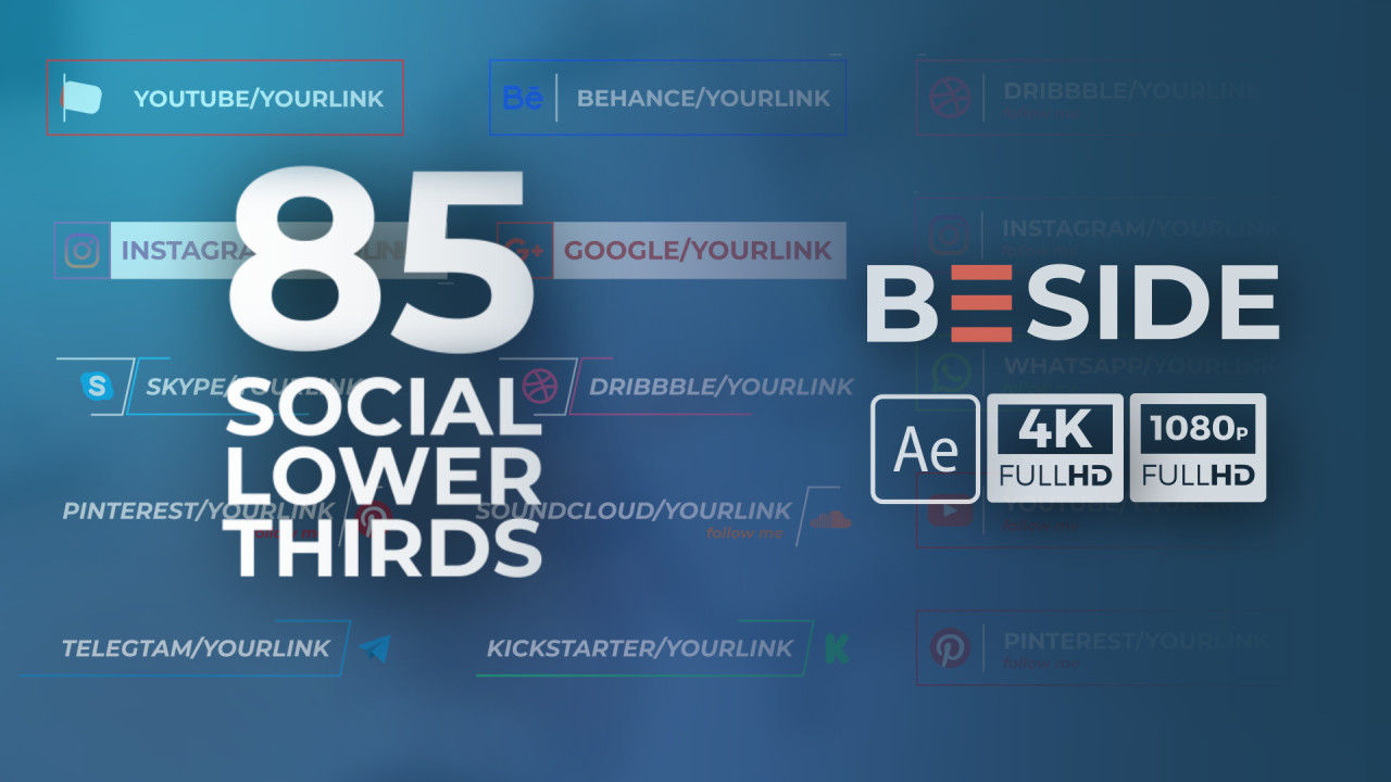 85组社交媒体动画字幕条亿图网易图库精选AE模板