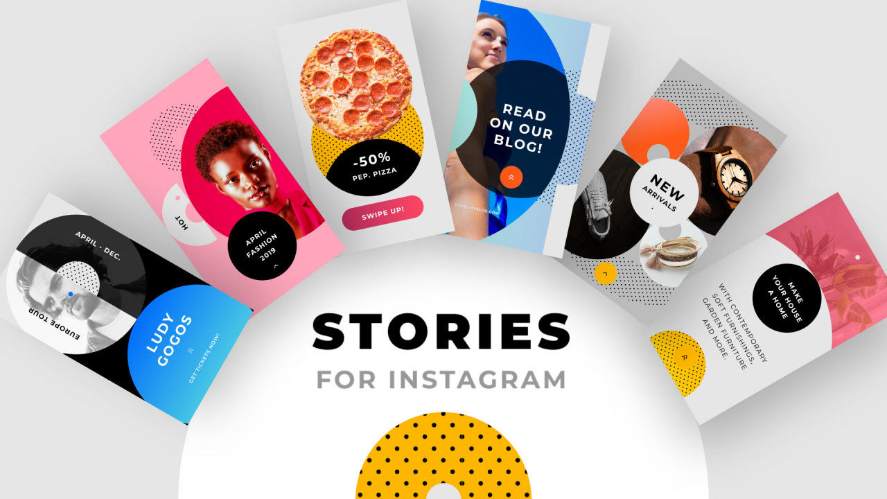 6个现代独特的动态Instagram动画故事16设计素材网精选AE模板
