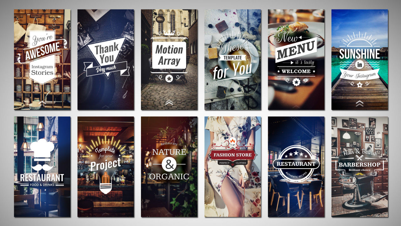 12个Instagram的复古故事16设计素材网精选AE模板