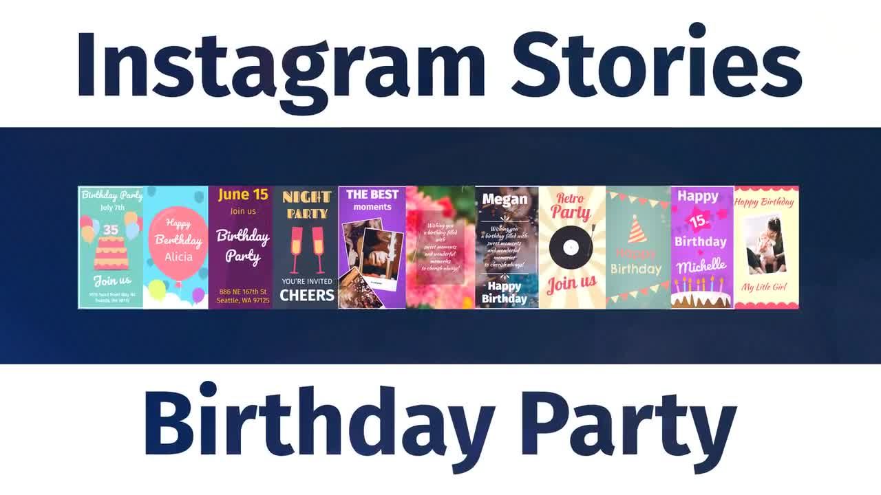 Instagram生日派对故事16设计素材网精选AE模板