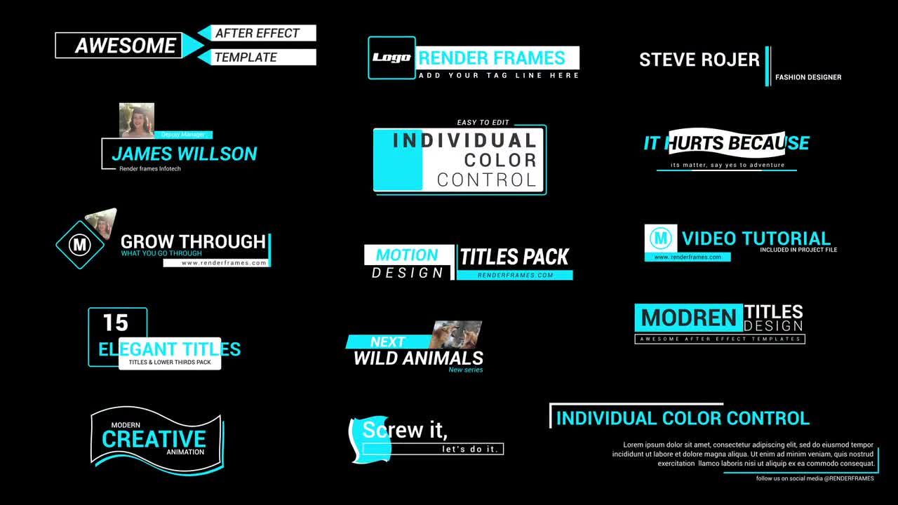 15组现代简洁通用标题动画排版16图库精选AE模板