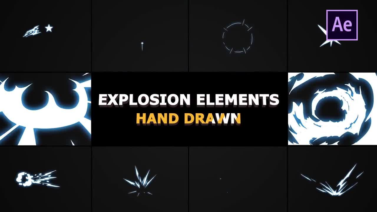 10个创造性动画手绘爆炸元素16设计素材网精选AE模板