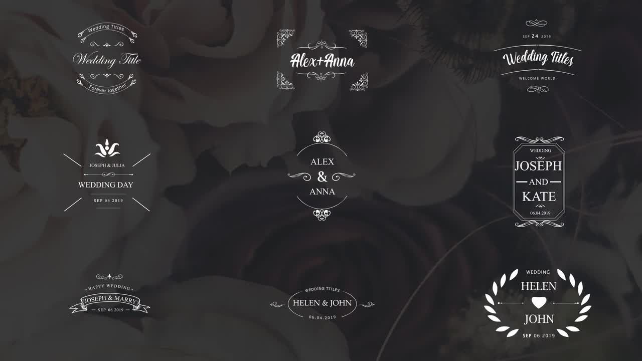 浪漫优雅动态花纹字幕婚礼记录片片头展示16图库精选AE模板
