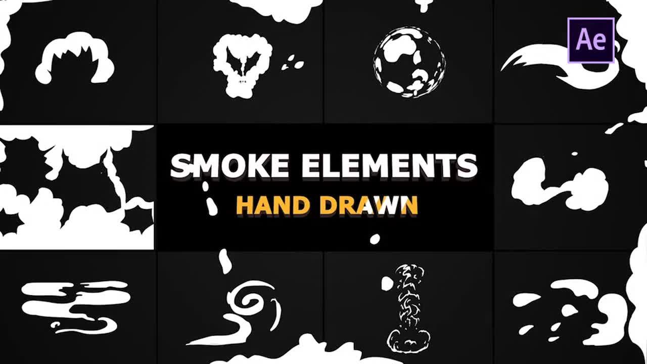 2D手绘烟雾元素16图库精选AE模板