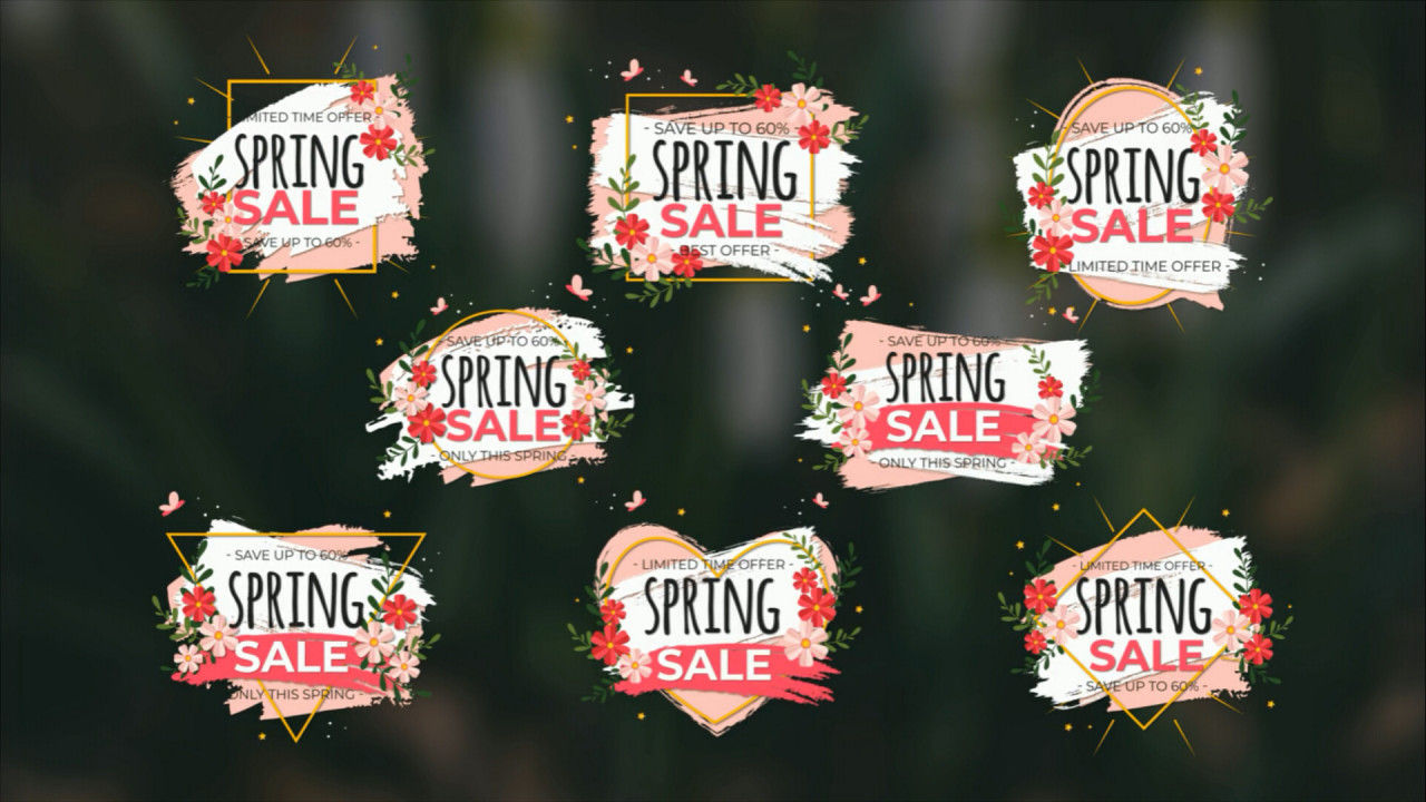 8种精美多彩的春季促销标题普贤居精选AE模板