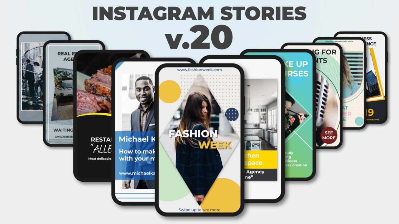 展示Instagram故事照片广告16设计素材网精选AE模板