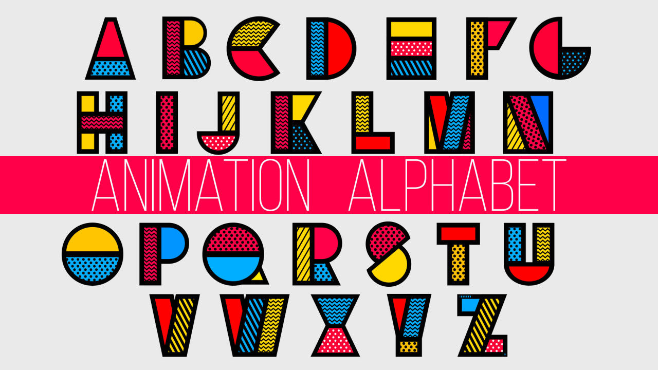 富有创意的彩色英文字母动态展示普贤居精选AE模板