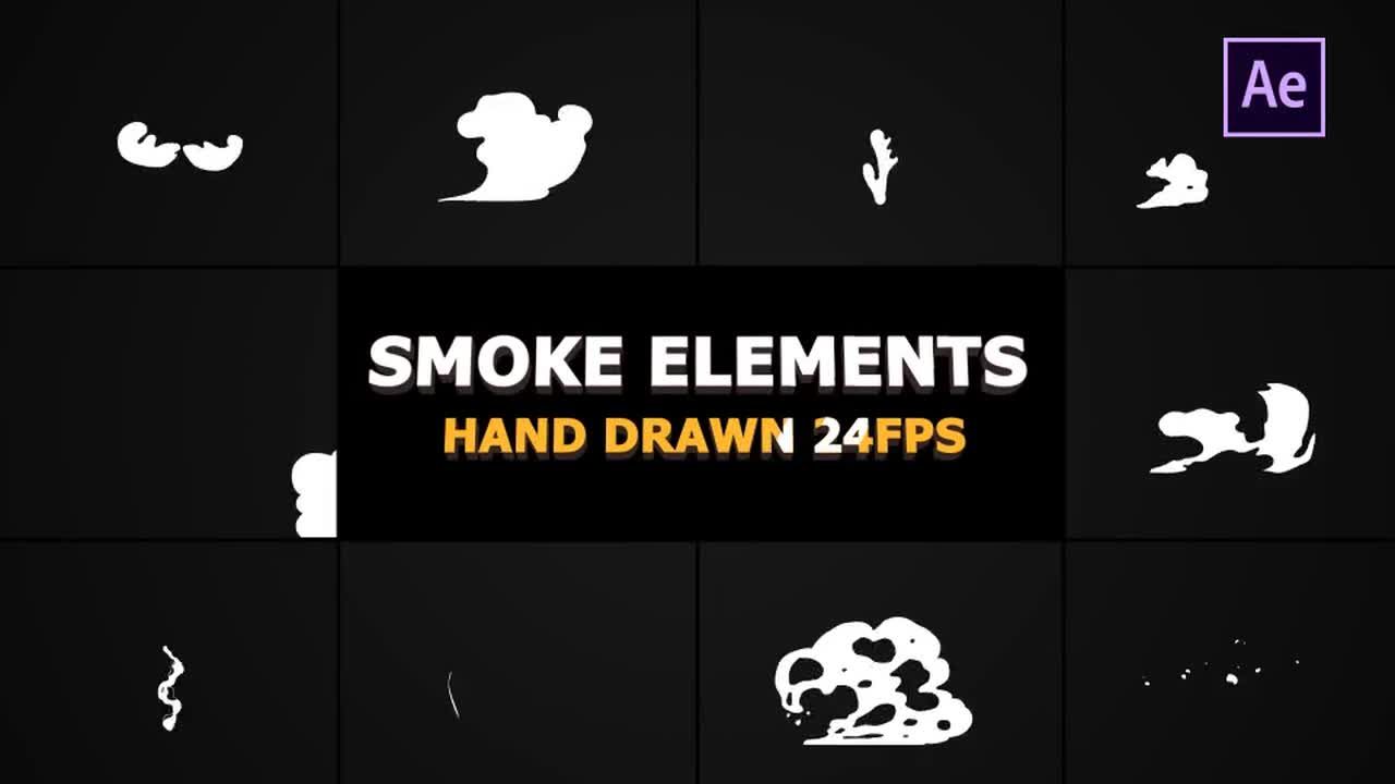 卡通烟雾元素和过渡16图库精选AE模板
