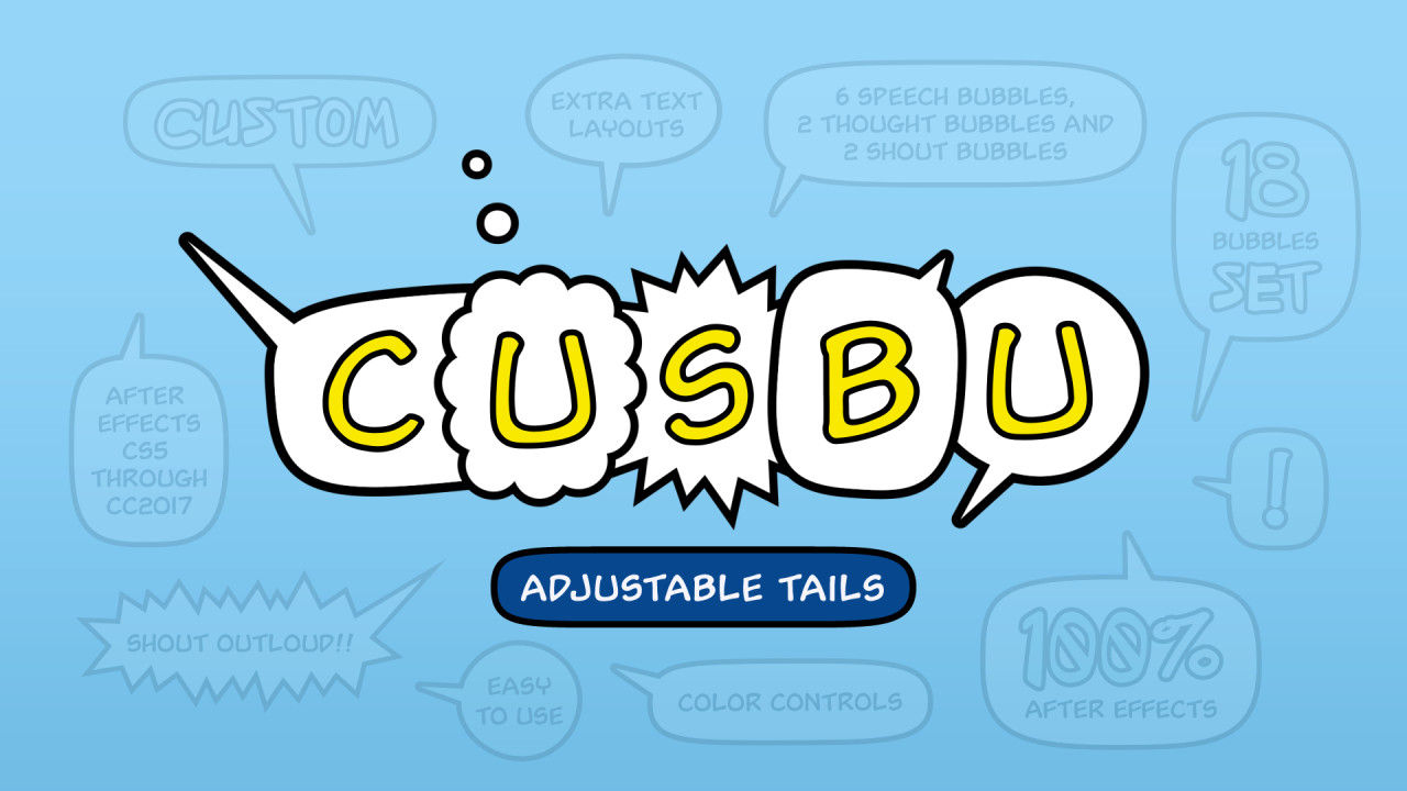 卡通动态可调节的气泡对话框16图库精选AE模板Adjustable Speech Bubbles