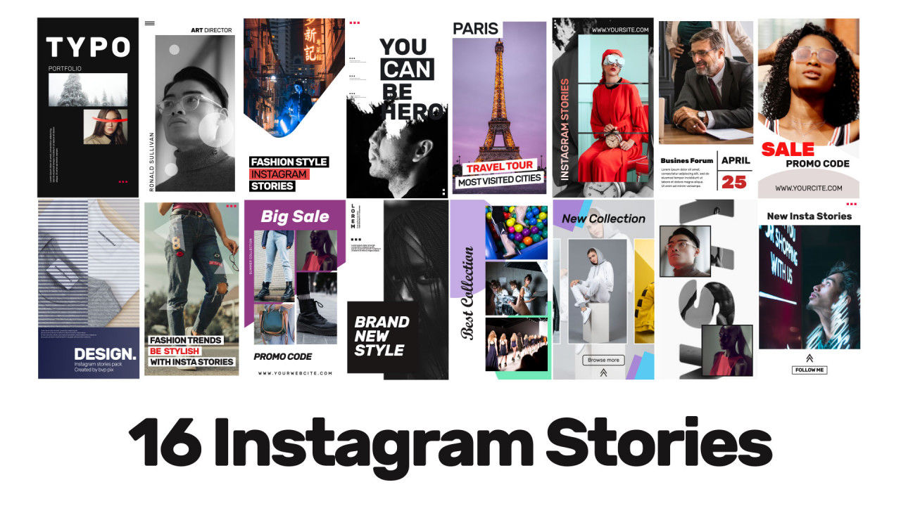 16个Instagram故事16图库精选AE模板