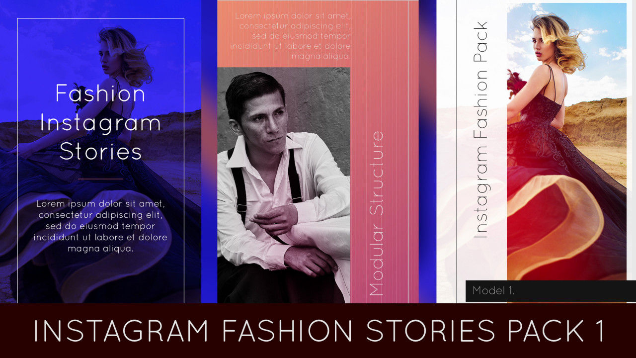 快速简便的动态时尚照片过渡效果亿图网易图库精选AE模板Instagram Fashion Stories Pack 1