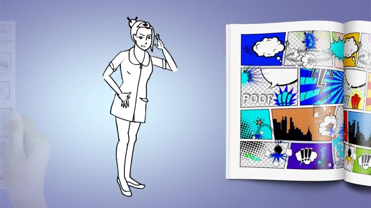 手绘线条涂鸦卡通动画人物表情16设计素材网精选AE模板