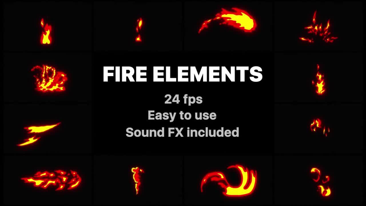 12个快速和能量动画的火元素16素材精选AE模板