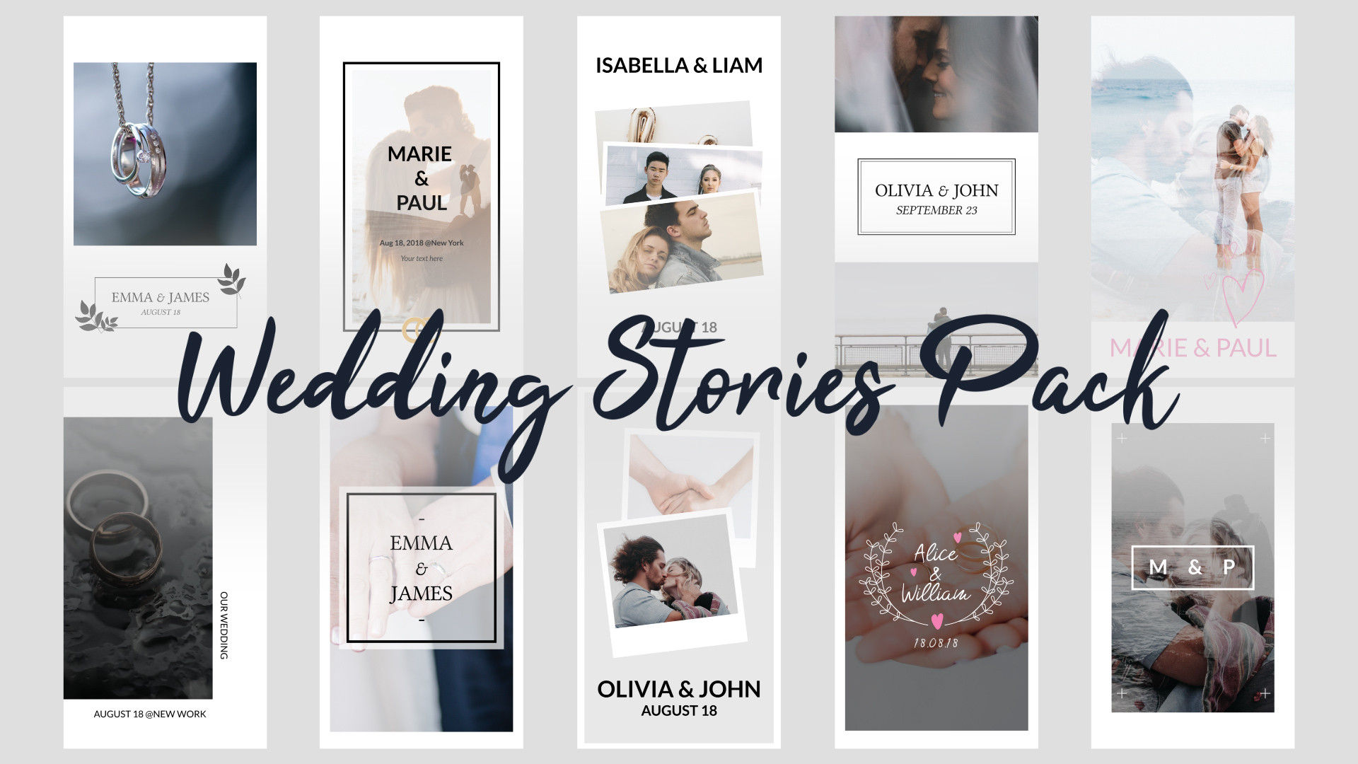 10个婚礼Instagram故事动画PR模板
